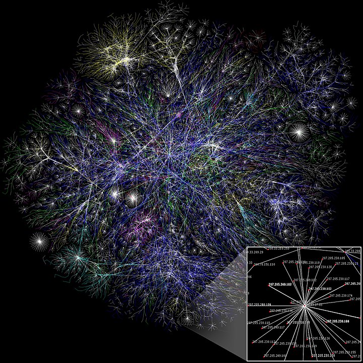 Partial map of the Internet based on the January 15, 2005 data found on opte.org. By The Opte Project